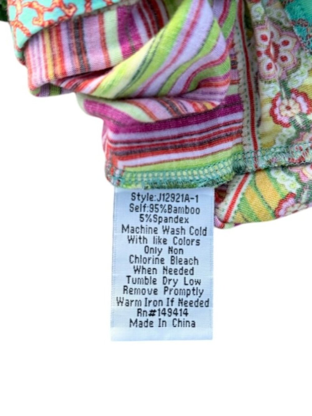 Johnny Was Floral Bamboo V-Neck Bohemian Jersey Top | Women’s Size L - Picture 12 of 13